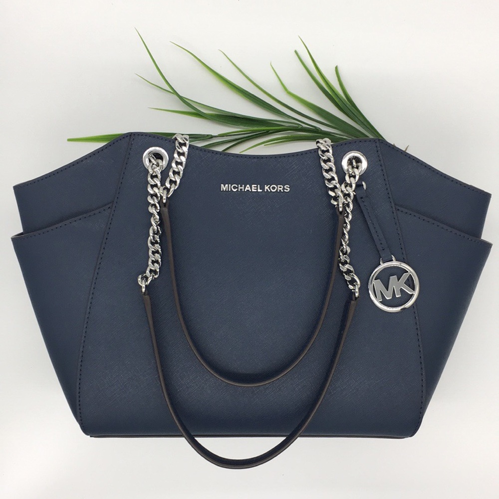 Michael Kors LG CHAIN SHLDR TOTE NAVY 35T5STVT3L - Picture 3 of 8